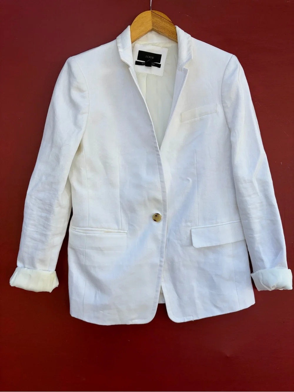 J Crew White Linen Regent Blazer